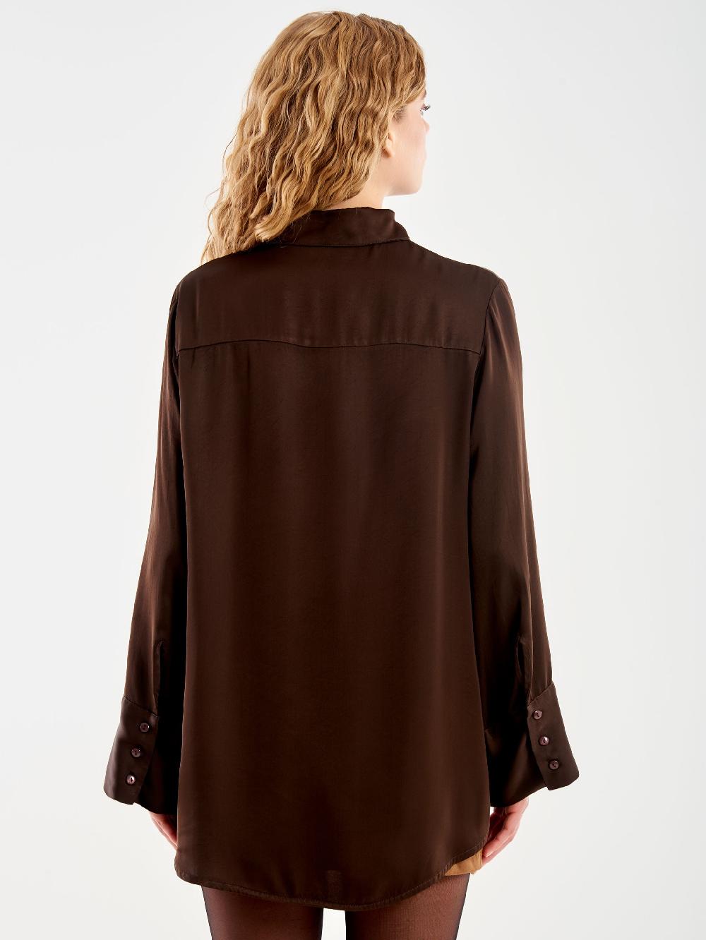 Vicolo Camicia Satin Over Moro Promozione Limitata