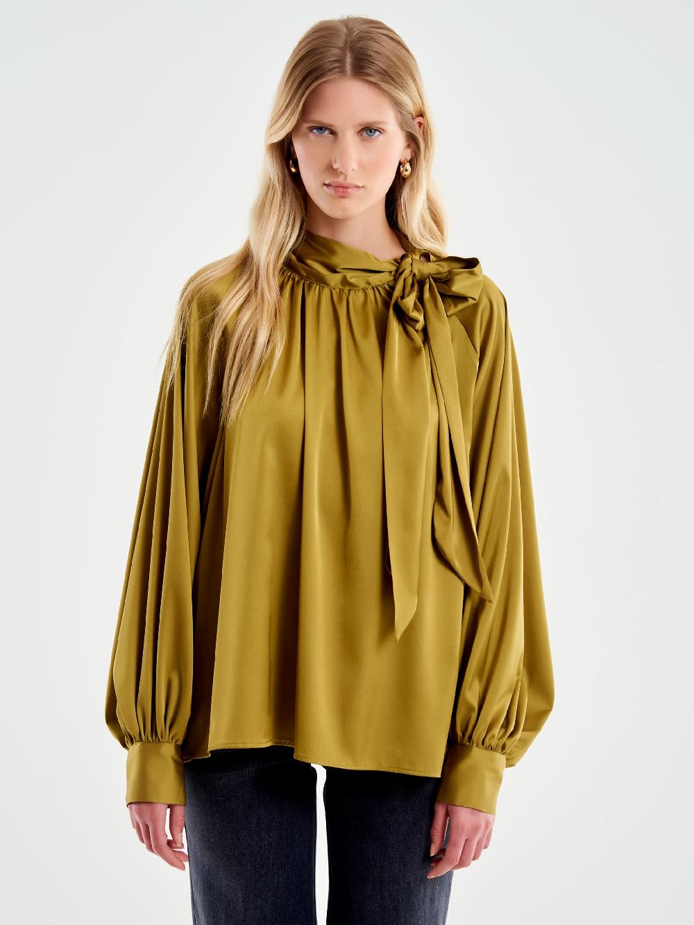 Vicolo Camicia Over Satin con Fiocco Militare Fino Al -60%
