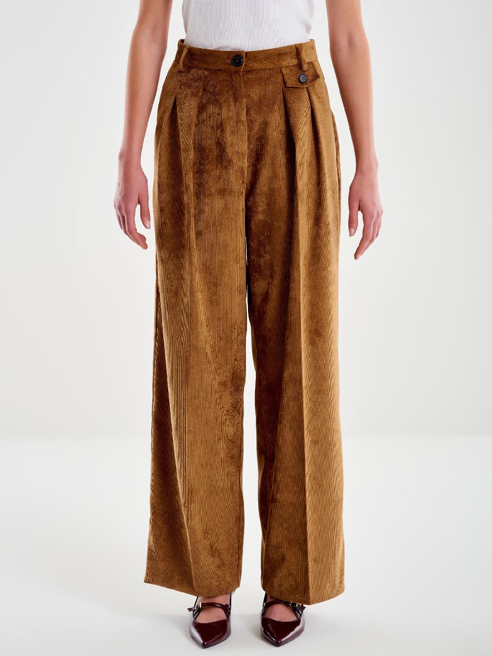 Vicolo Pantalone in Velluto a Coste Cammello Prezzo Ridotto