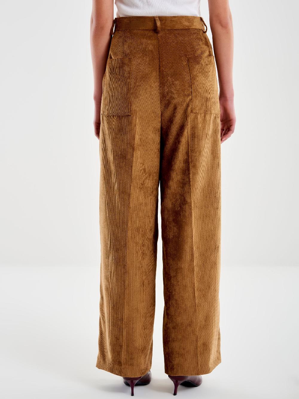 Vicolo Pantalone in Velluto a Coste Cammello Prezzo Ridotto