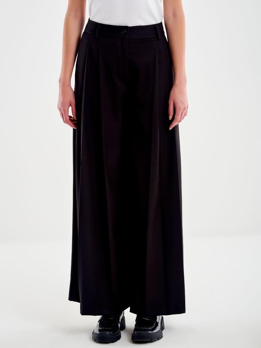 Vicolo Pantalone Ampio Doppia Piega Nero Convenienza