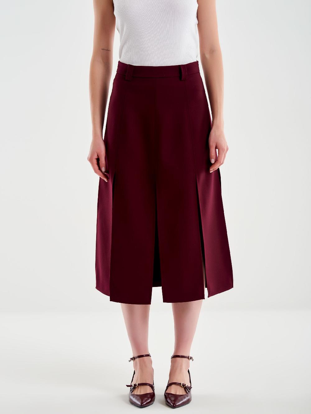 Vicolo Gonna Midi con Spacchi Bordeaux Vendita Economica