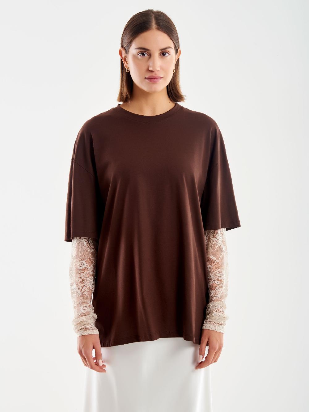 Vicolo T-Shirt Combinata Pizzo Moro Italia