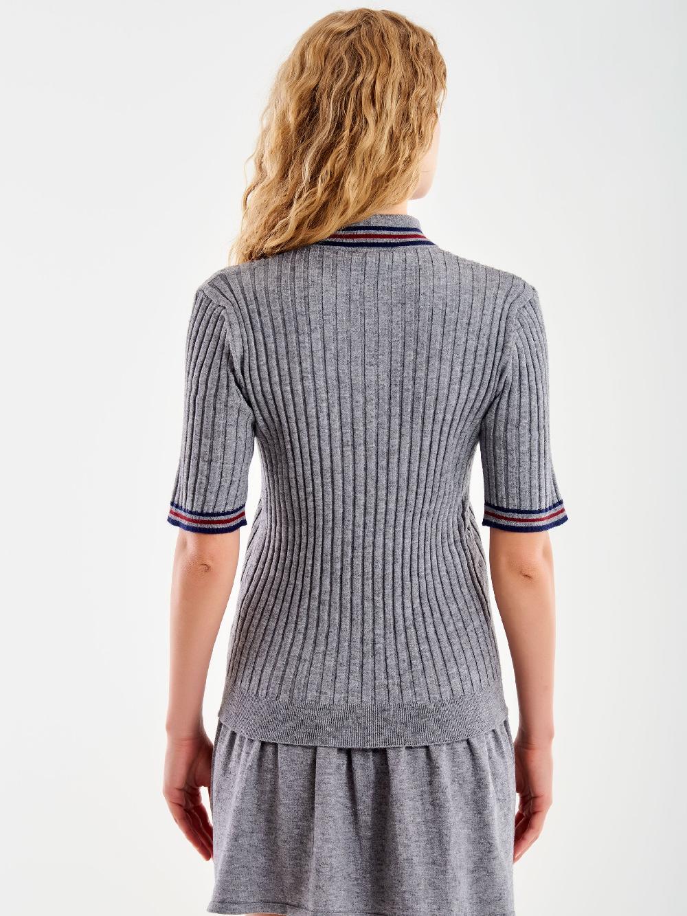 Vicolo Polo in Maglia a Coste Grigio Nuovo