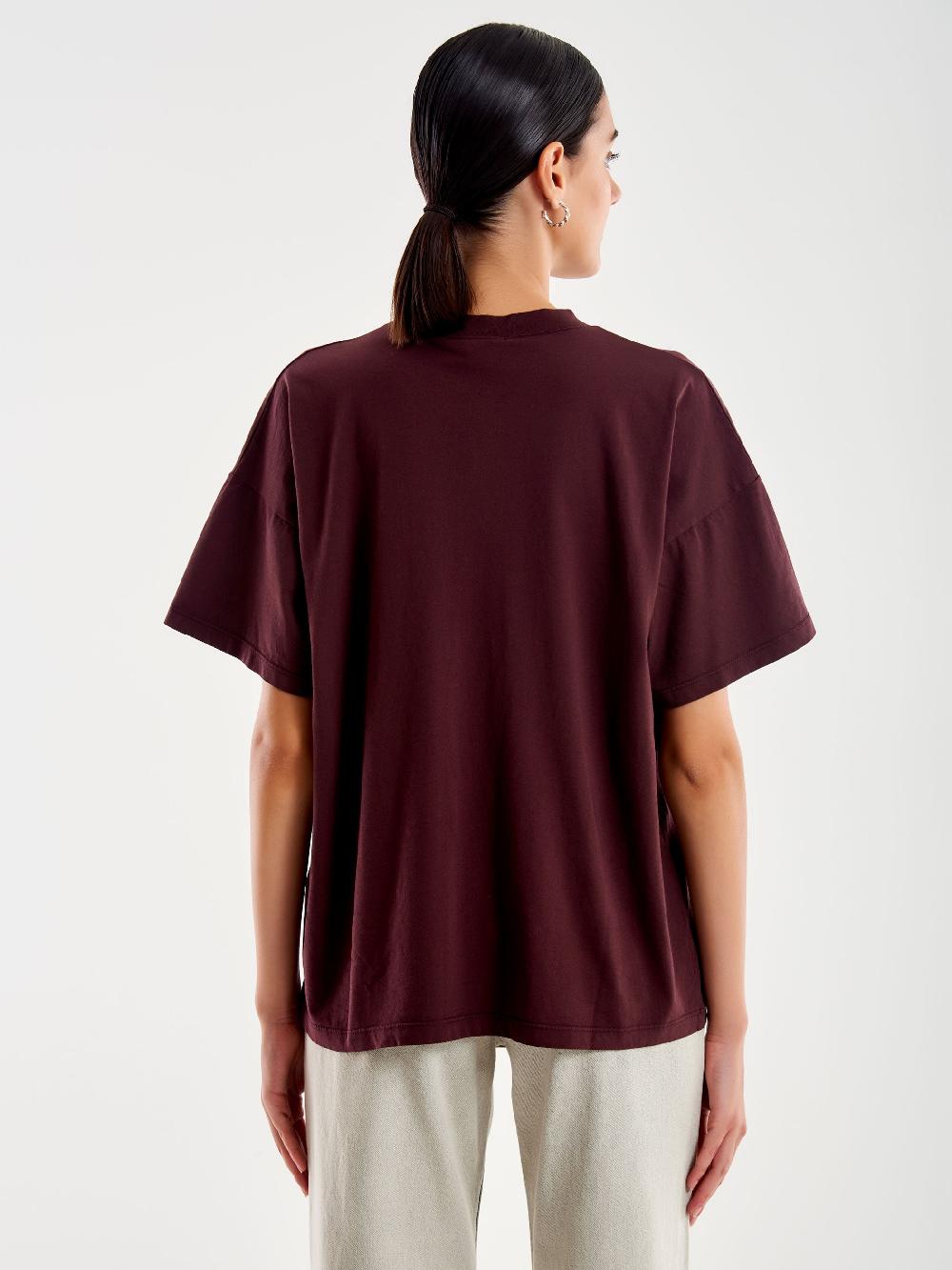 Vicolo T-Shirt Basic Over Bordeaux Qualità