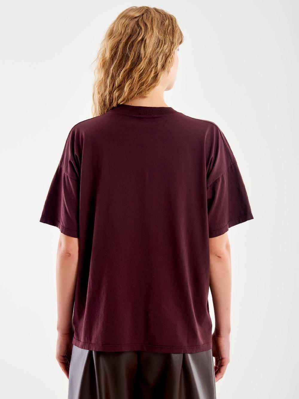 Vicolo T-shirt Varsity "Los Angeles" Bordeaux Promozione