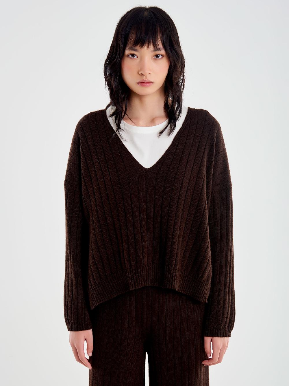 Vicolo Pull con Spacchi Maglia a Coste Moro Prezzo Ridotto