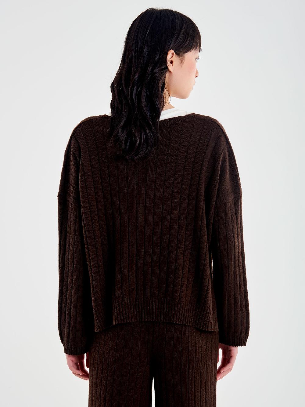Vicolo Pull con Spacchi Maglia a Coste Moro Prezzo Ridotto
