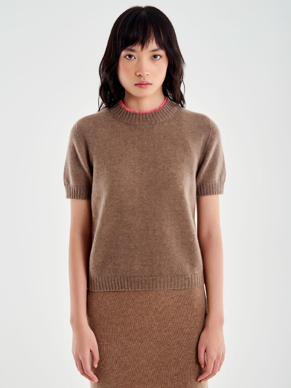 Vicolo Pull Bicolor Misto Cashmere Marrone Sconto