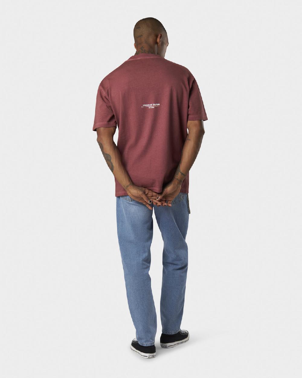 ﻿Vision Of Super RUST T-SHIRT WITH EMBROIDERED RED FLAME AND PRINTED LOGO Affare Del Giorno