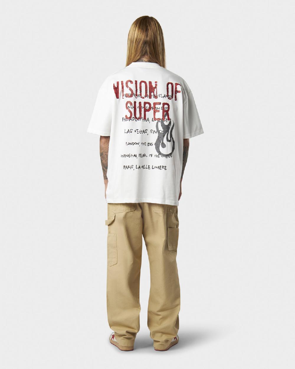 Vision Of Super WHITE T-SHIRT WITH MILITARY VOS PRINT ON BACK AND EMBROIDERED LOGO ON FRONT Presa