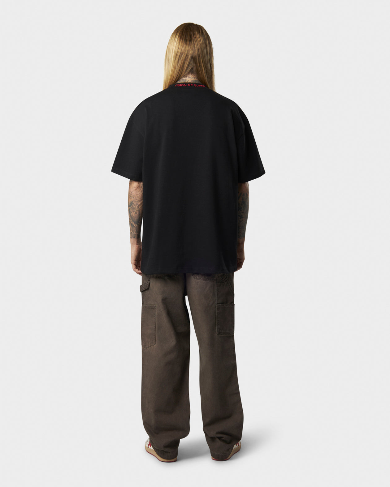 Vision Of Super BLACK T-SHIRT WITH FREEDOM PRINT ON FRONT AND METAL LABEL Enormi sconti