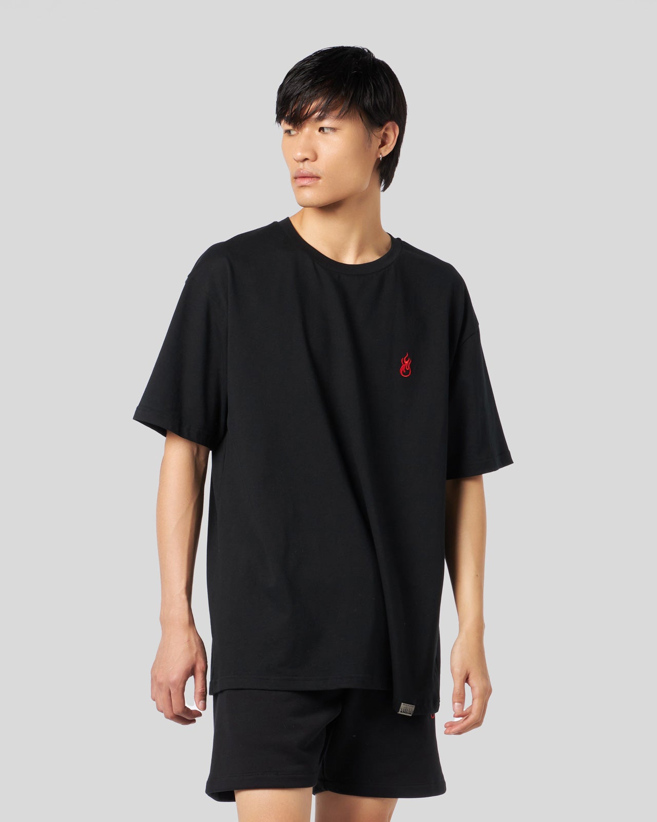 Vision Of Super BLACK T-SHIRT WITH FLAMES LOGO In Vendita