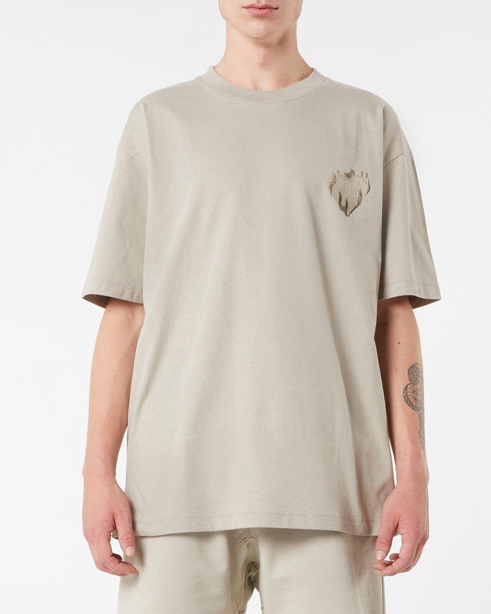 Vision Of Super LONDON FOG T-SHIRT WITH EMBROIDERED FLAMING HEART Saldi