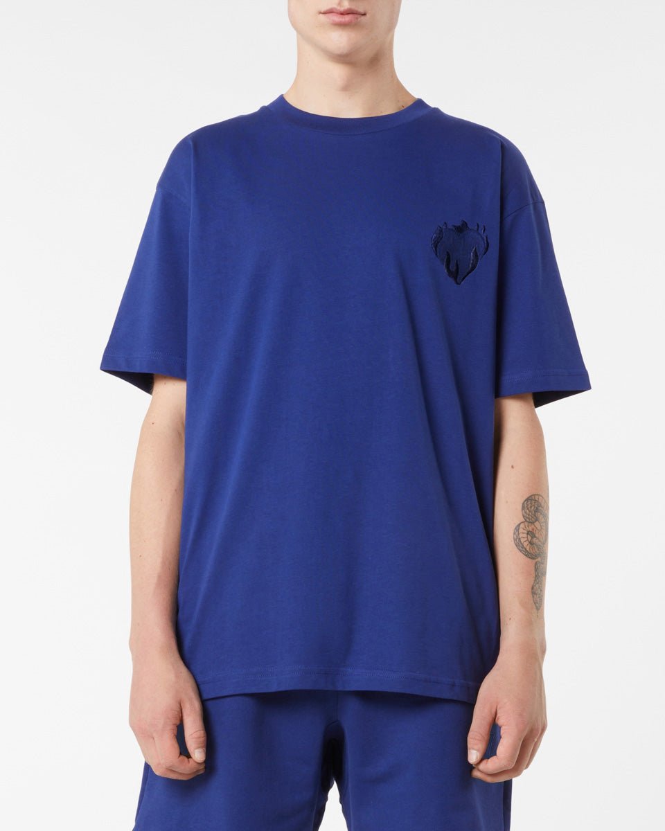 Vision Of Super BLUE T-SHIRT WITH EMBROIDERED FLAMING HEART Offerte
