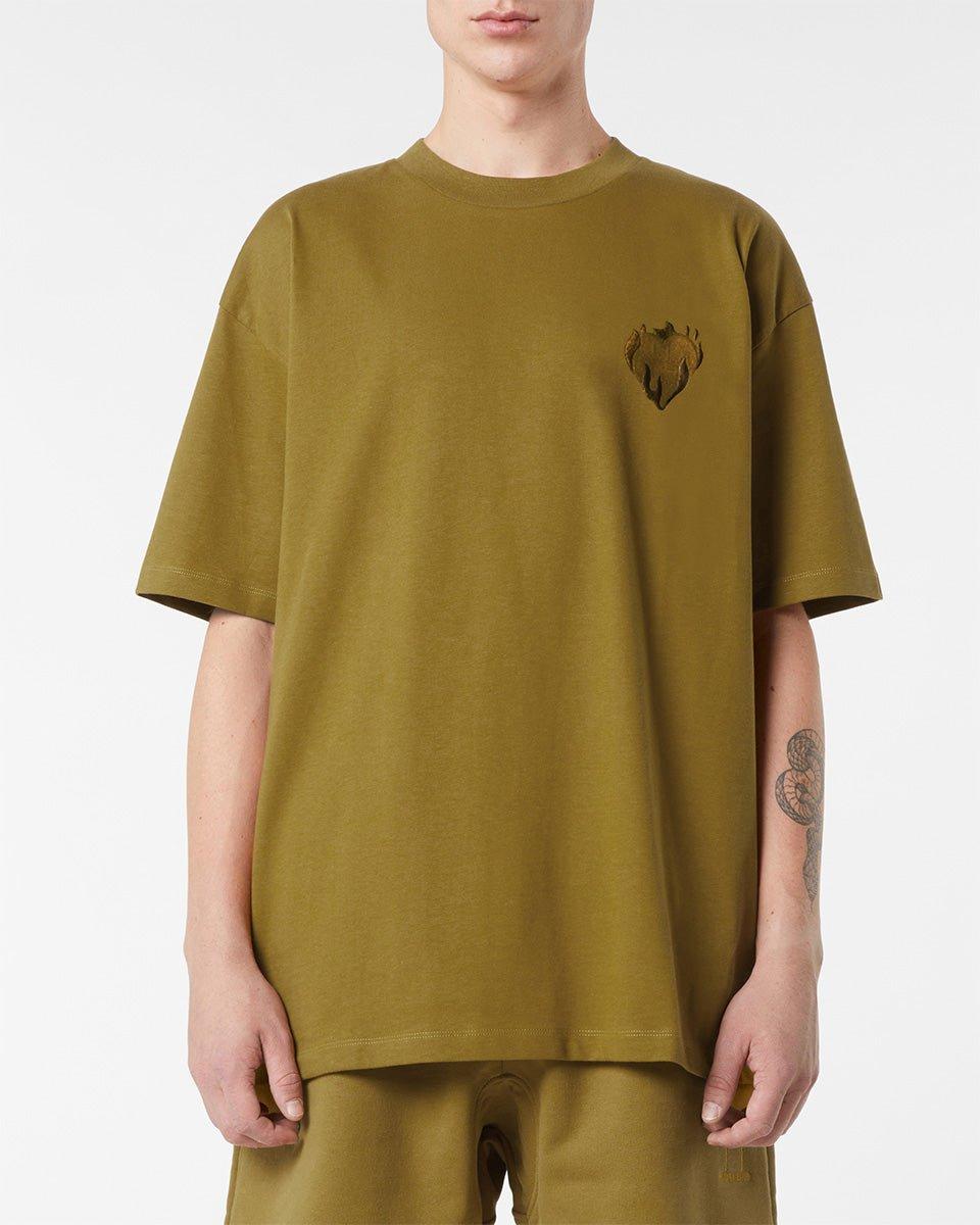 Vision Of Super PLANTATION T-SHIRT WITH EMBROIDERED FLAMING HEART Vendita Economica