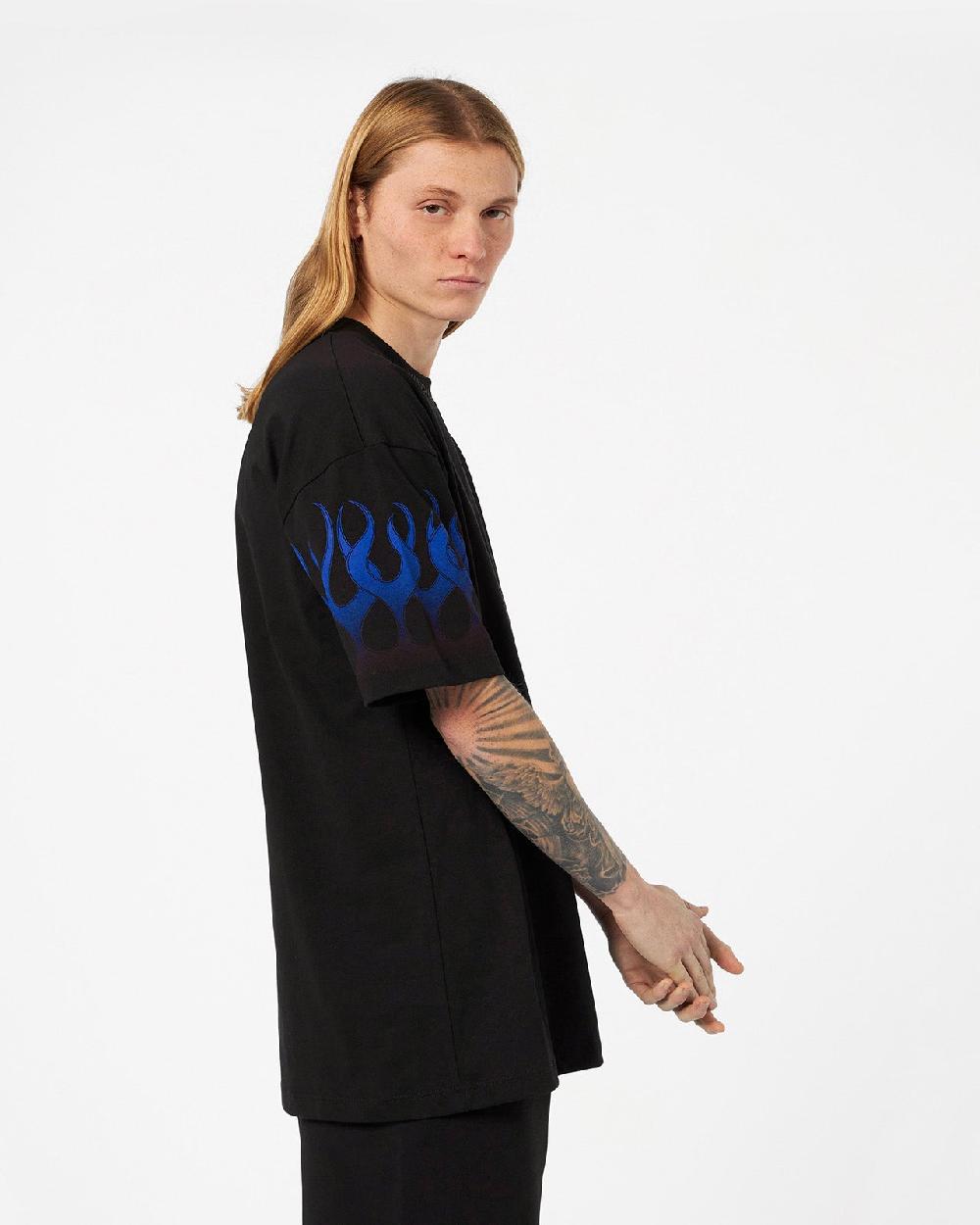 Vision Of Super BLACK T-SHIRT WITH BLUE FLAMES 2025