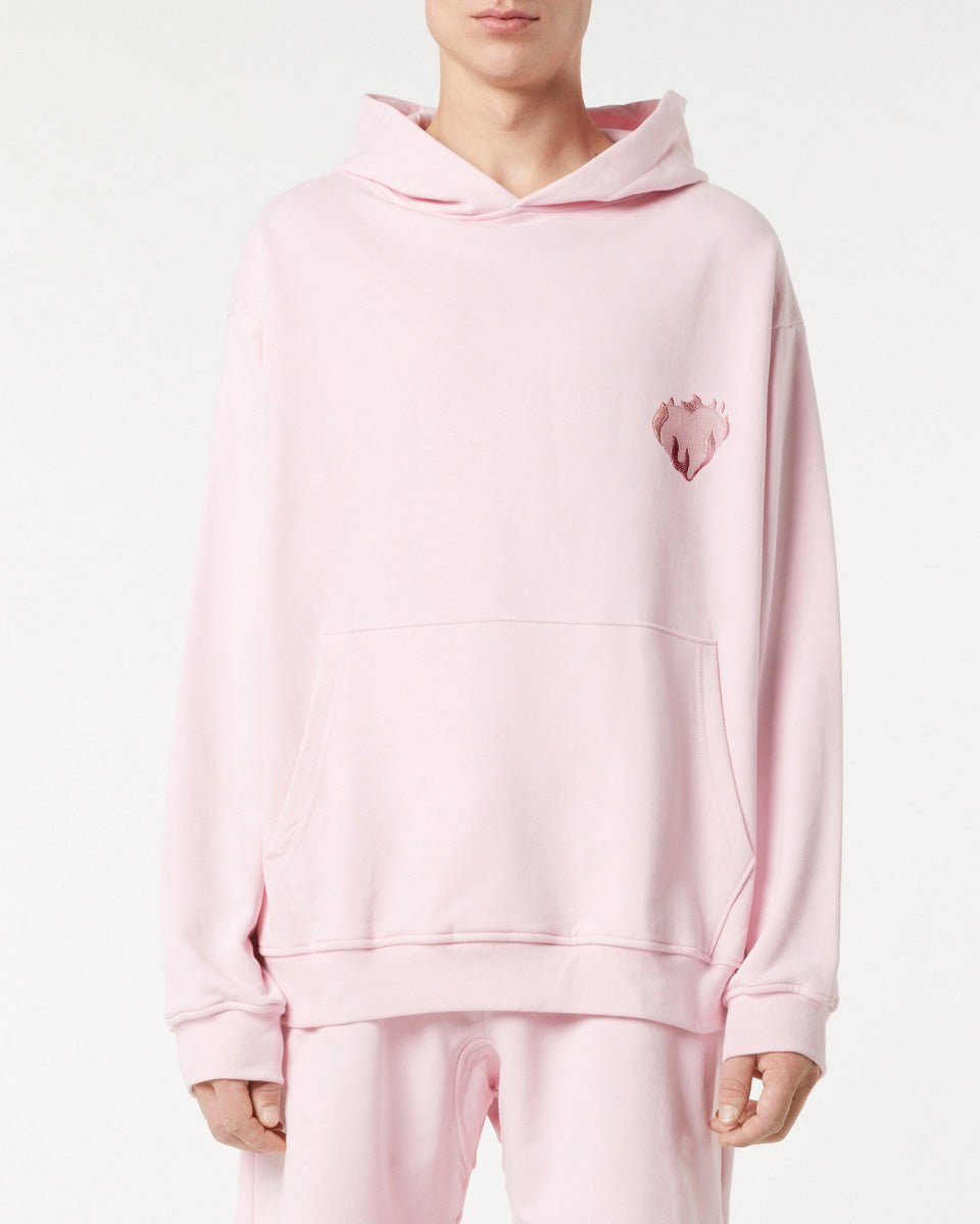 Vision Of Super PINK HOODIE WITH EMBROIDERED FLAMING HEART Promozione Limitata