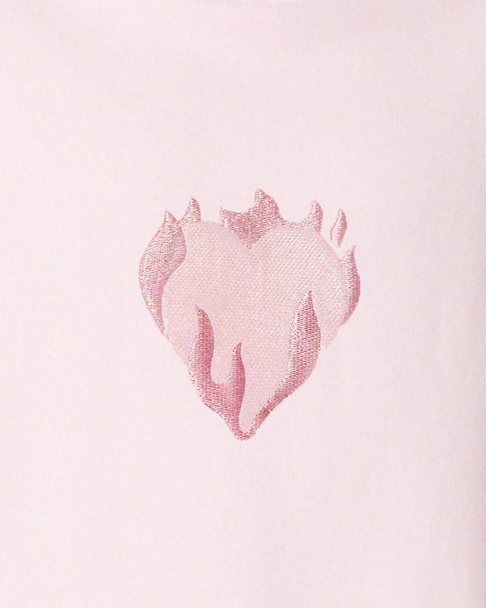 Vision Of Super PINK HOODIE WITH EMBROIDERED FLAMING HEART Promozione Limitata