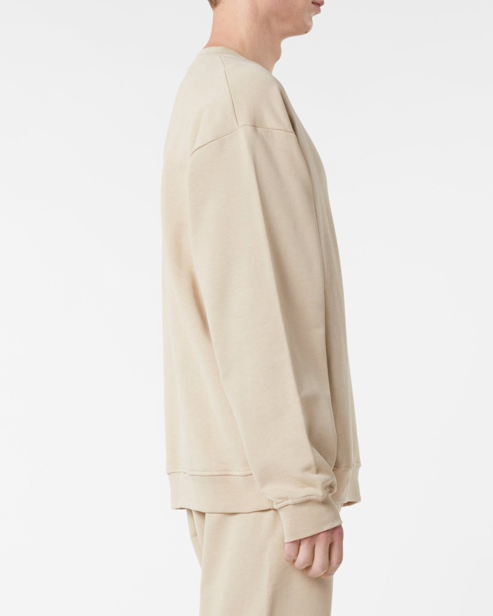 Vision Of Super LIGHT BROWN CREWNECK WITH EMBROIDERED FLAMING HEART Shopping Online