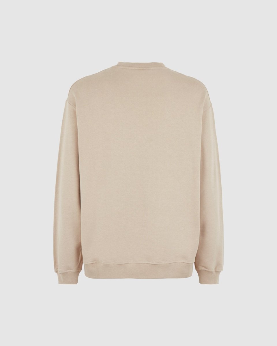 Vision Of Super LIGHT BROWN CREWNECK WITH EMBROIDERED FLAMING HEART Shopping Online