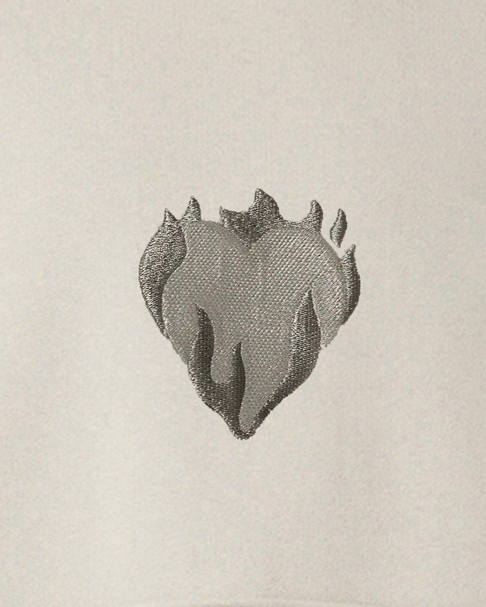 Vision Of Super LONDON FOG CREWNECK WITH EMBROIDERED FLAMING HEART Vendita Economica