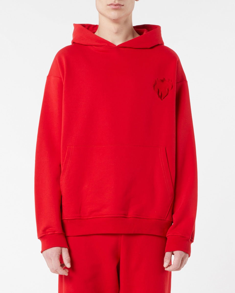 Vision Of Super RED HOODIE WITH EMBROIDERED FLAMING HEART Italia