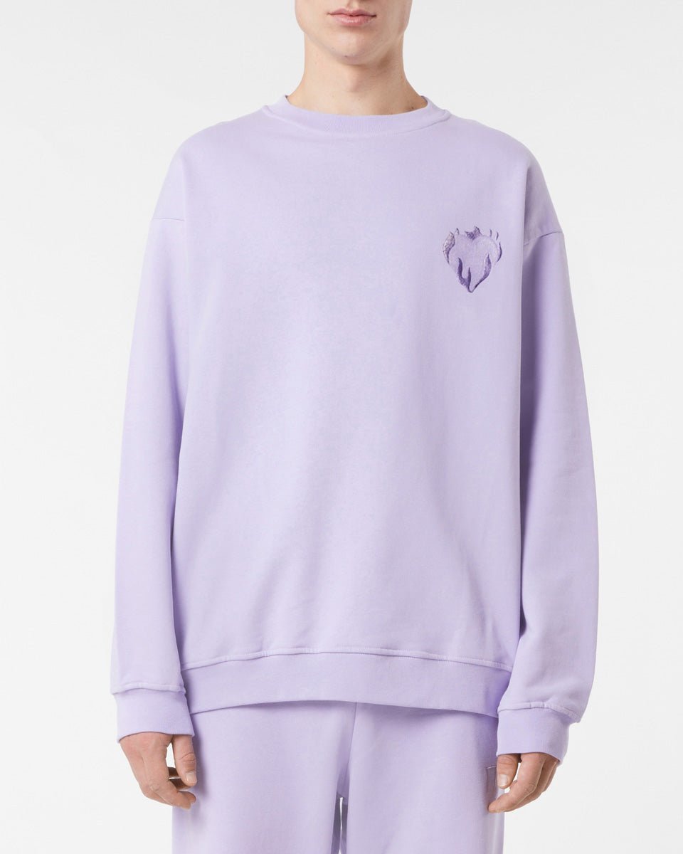 Vision Of Super LILAC CREWNECK WITH EMBROIDERED FLAMING HEART Soddisfazione Garantita
