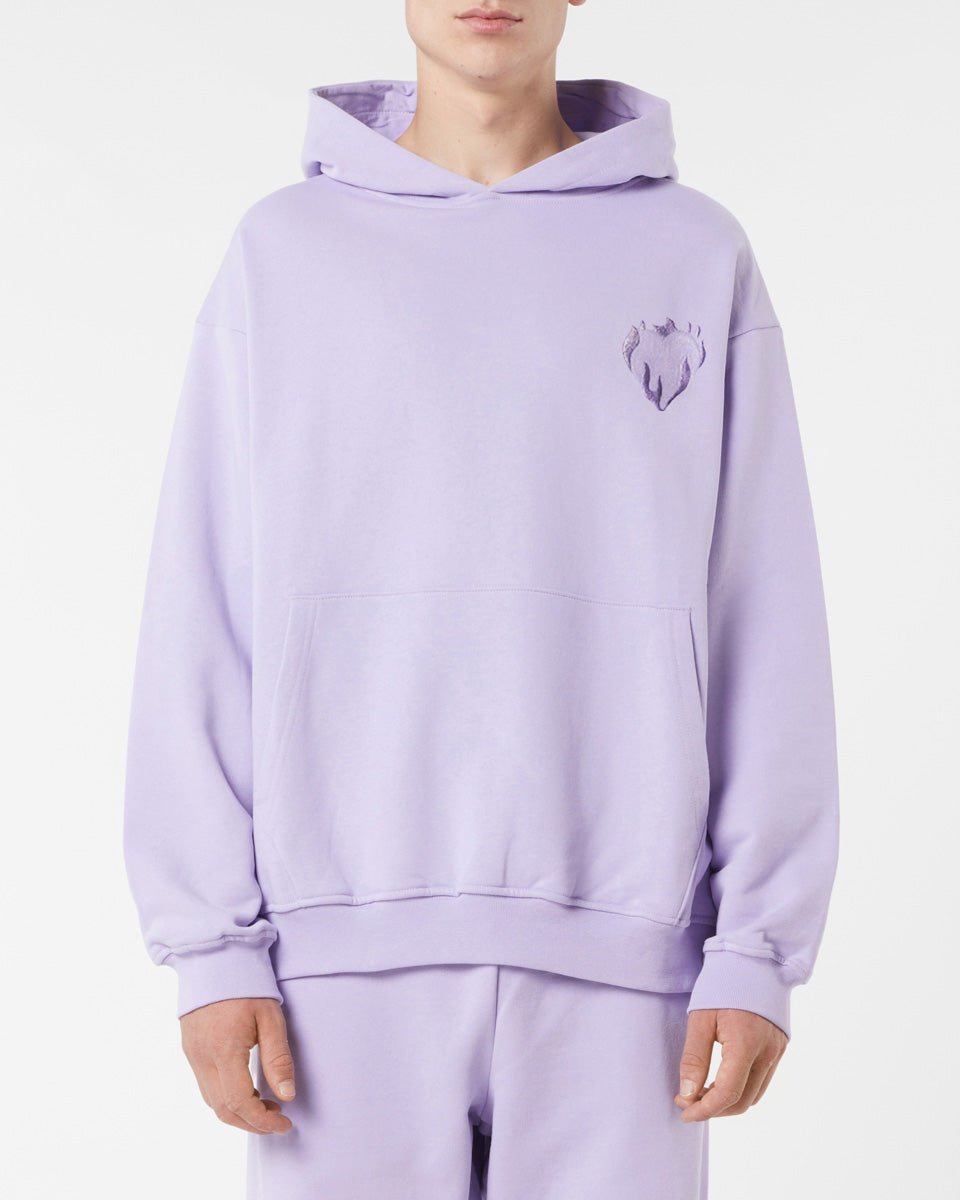 Vision Of Super LILAC HOODIE WITH EMBROIDERED FLAMING HEART Qualità Garantita