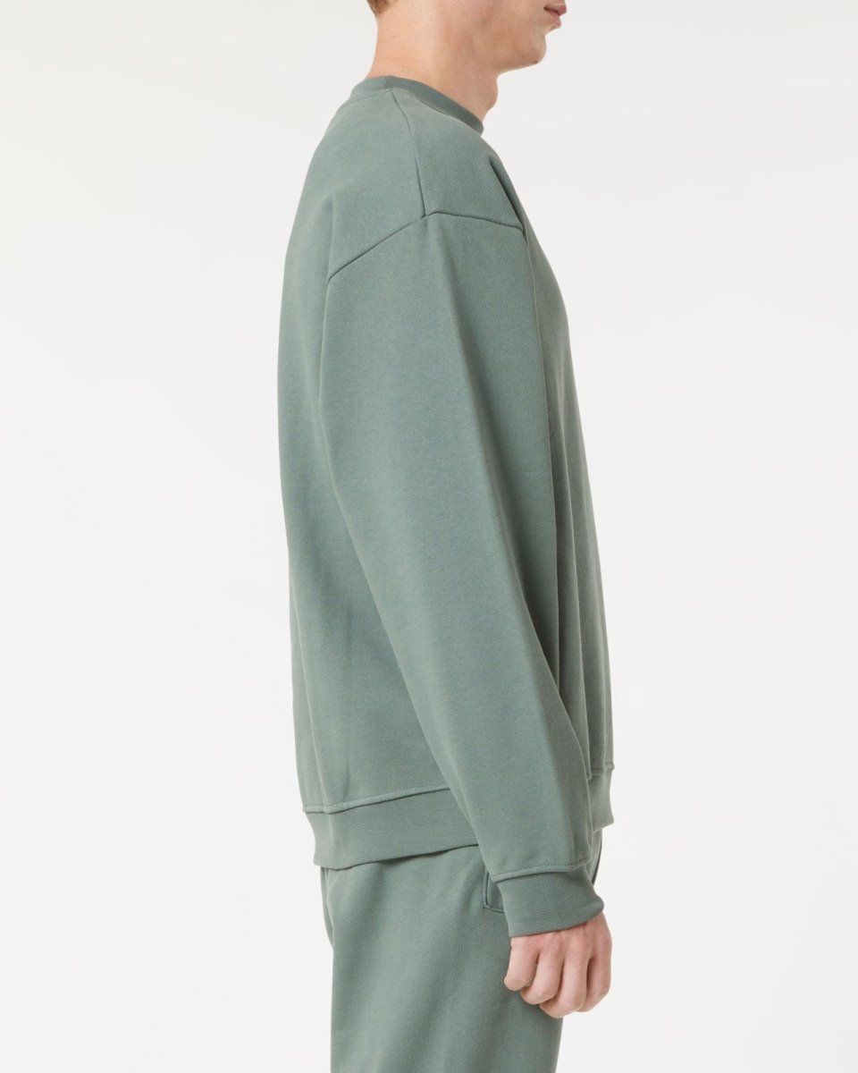 Vision Of Super BALSAM GREEN CREWNECK WITH EMBROIDERED FLAMING HEART Negozi Online