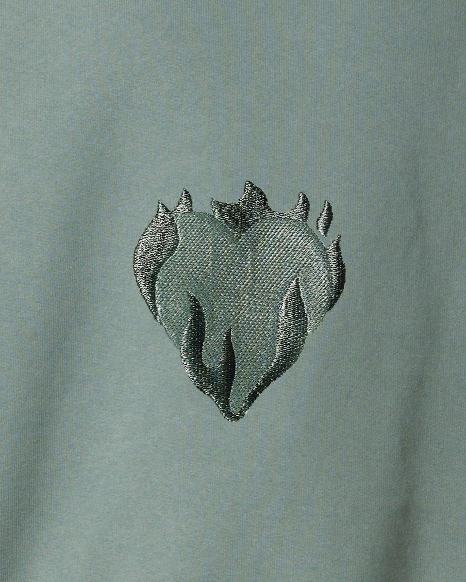 Vision Of Super BALSAM GREEN HOODIE WITH EMBROIDERED FLAMING HEART Acquista Ora