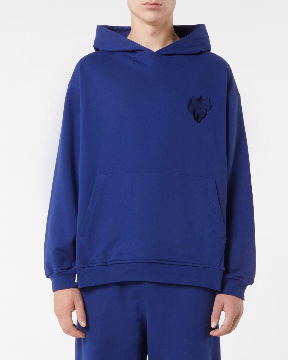 Vision Of Super BLUE HOODIE WITH EMBROIDERED FLAMING HEART Novità