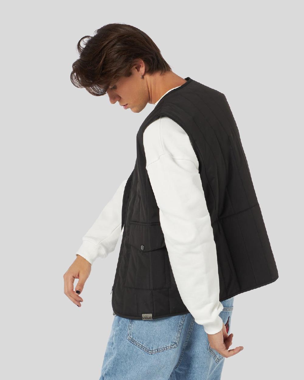 Vision Of Super BLACK GILET WITH VOS GRAPHICS PATCHES AND LOGO Sconto