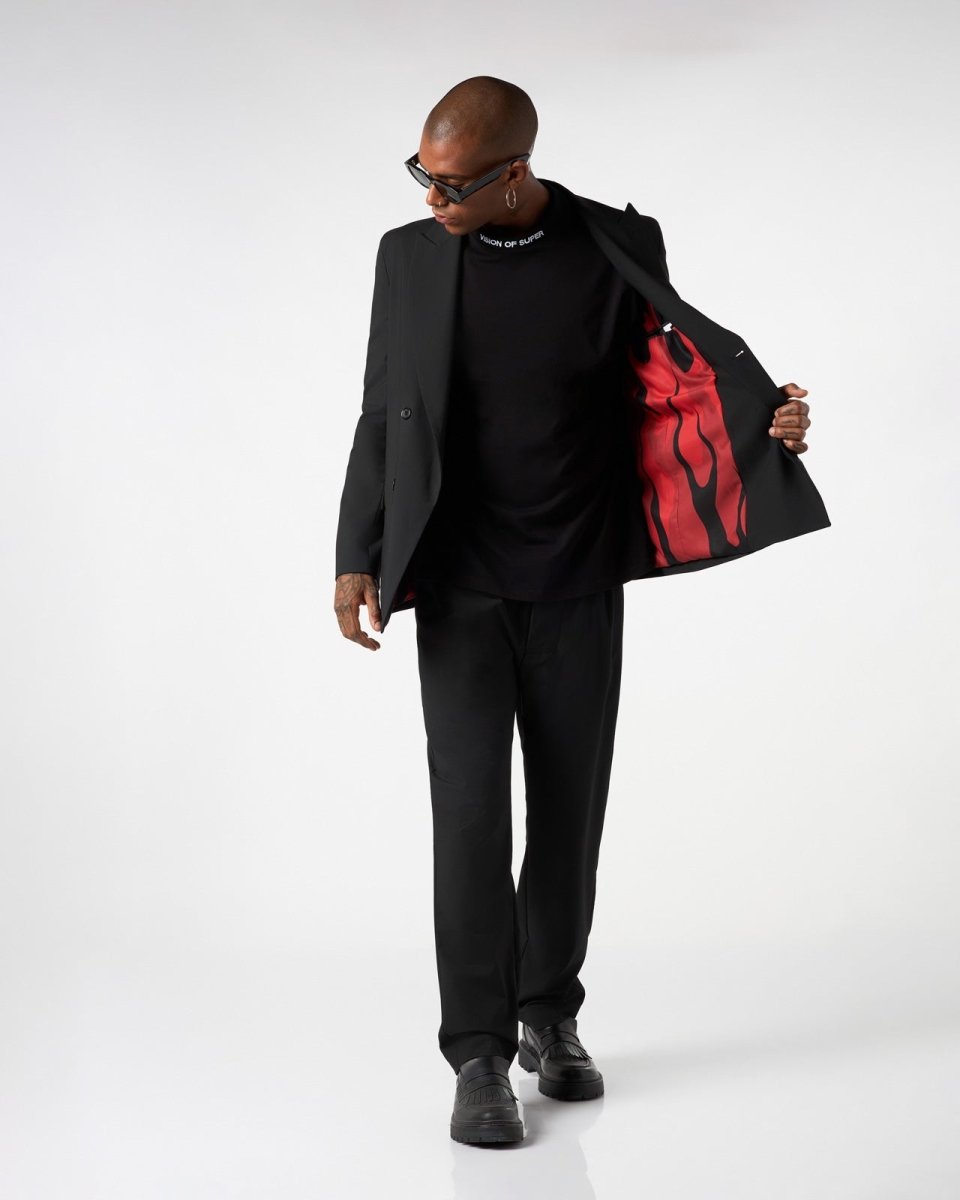 Vision Of Super BLACK BLAZER WITH INTERNAL FLAMES Economico