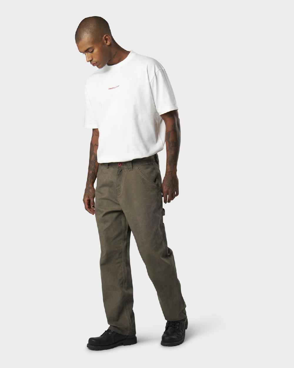 Vision Of Super MILITARY GREEN WASHED DENIM WITH EMBROIDERED FLAMES ON POCKET AND RED LABEL Outlet