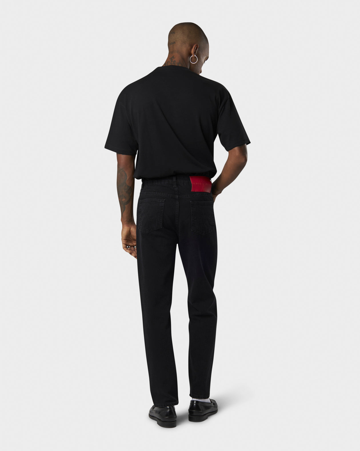 Vision Of Super BLACK DENIM WITH WHITE EMBROIDERED LOGO ON FRONT In Vendita