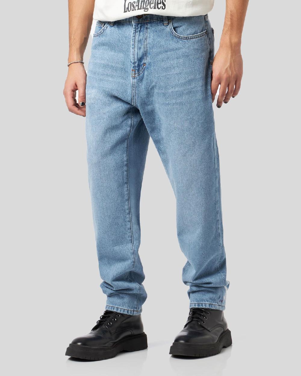 Vision Of Super BLUE DENIM JEANS WITH PRINTED FLAMES AND LOGO Vendite Flash