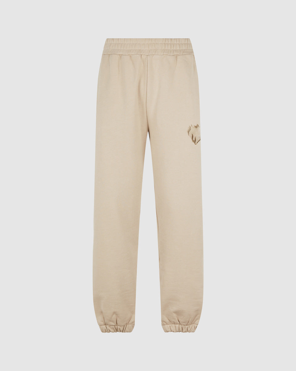 Vision Of Super LIGHT BROWN PANTS WITH EMBROIDERED FLAMING HEART In Saldo