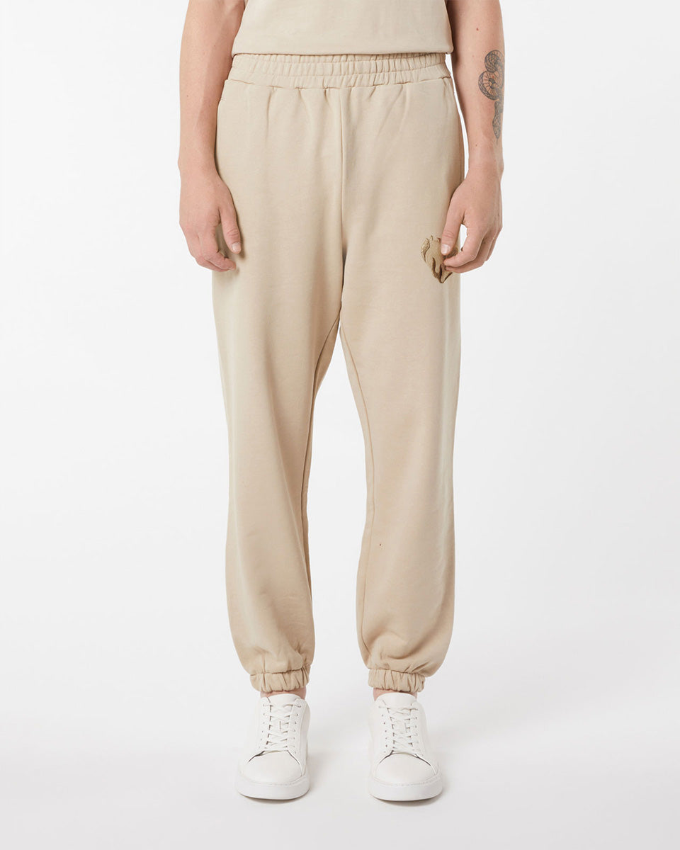 Vision Of Super LIGHT BROWN PANTS WITH EMBROIDERED FLAMING HEART 2025