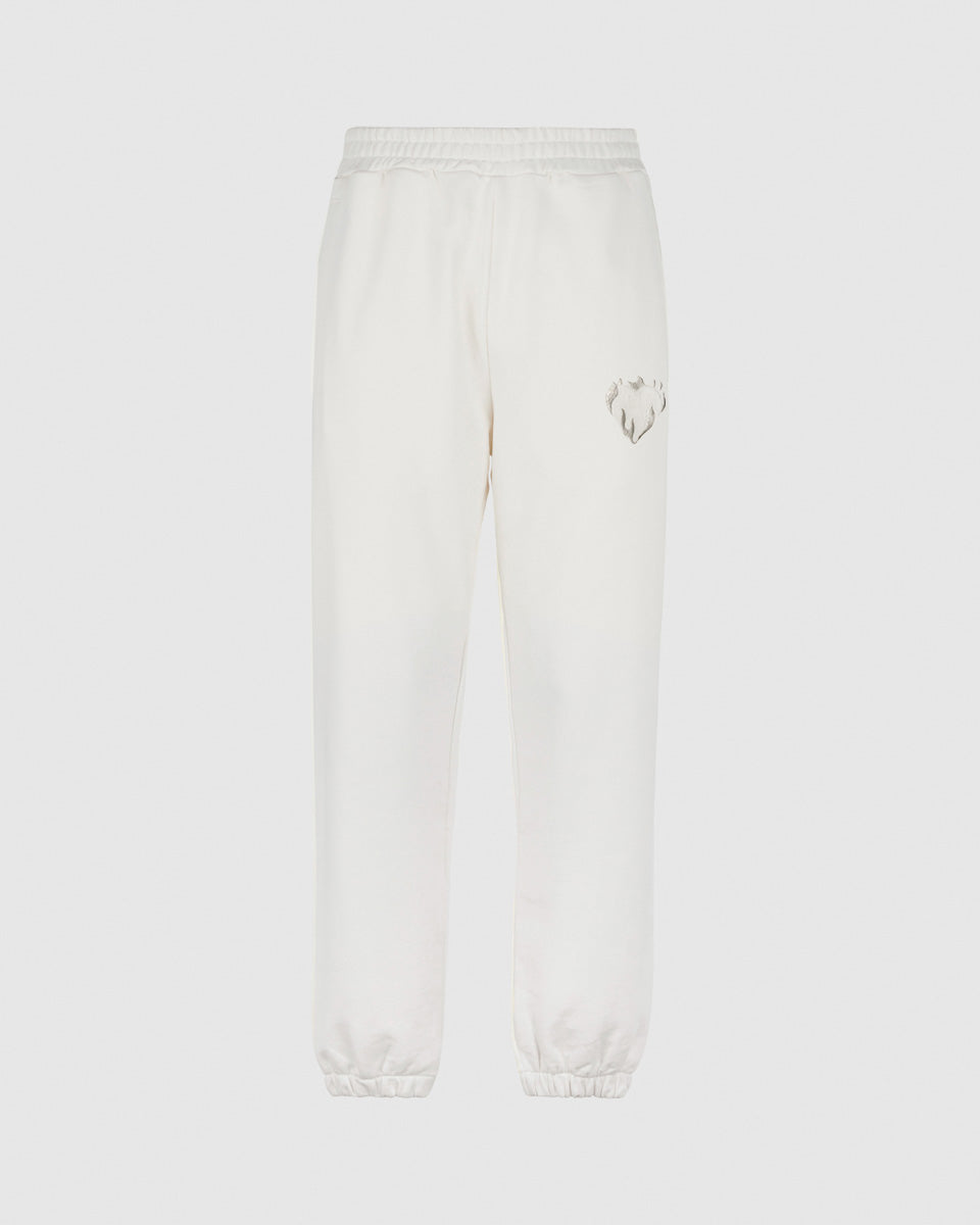 Vision Of Super OFF WHITE PANTS WITH EMBROIDERED FLAMING HEART Italy