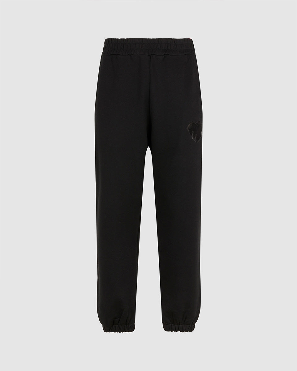 Vision Of Super BLACK PANTS WITH EMBROIDERED FLAMING HEART Vendita