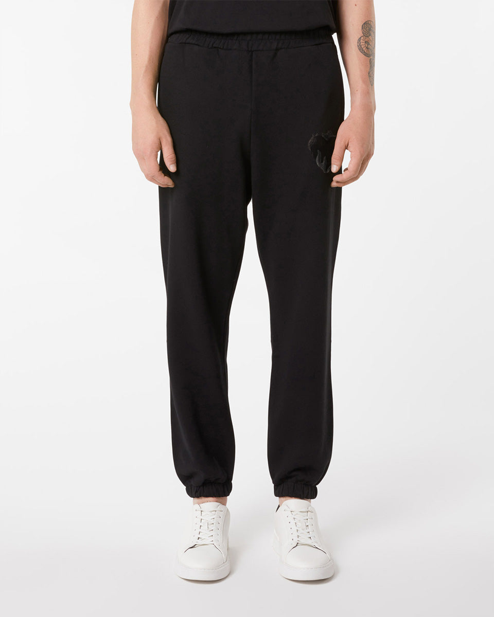 Vision Of Super BLACK PANTS WITH EMBROIDERED FLAMING HEART Vendita