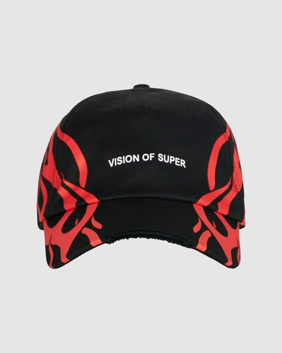 Vision Of Super BLACK CAP WITH RED TRIBAL PRINT Pezzi Unici