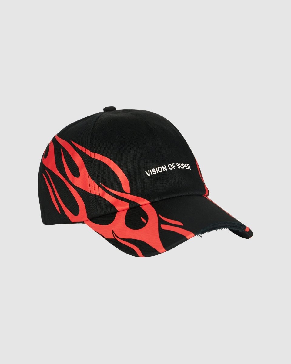 Vision Of Super BLACK CAP WITH RED TRIBAL PRINT Pezzi Unici