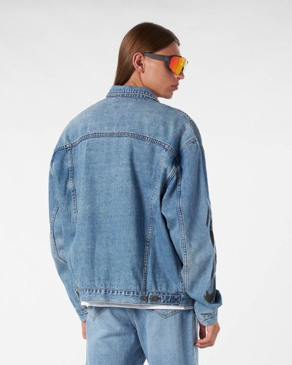 Vision Of Super BLUE DENIM JACKET WITH BLACK TRIBAL FLAMES Soddisfazione Garantita