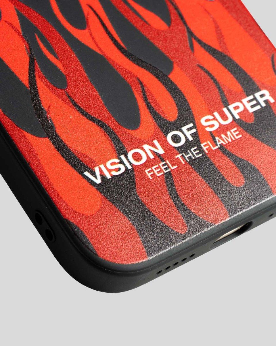 Vision Of Super BLACK iPHONE 14 PRO COVER WITH RED FLAMES AND WHITE LOGO Acquista Ora
