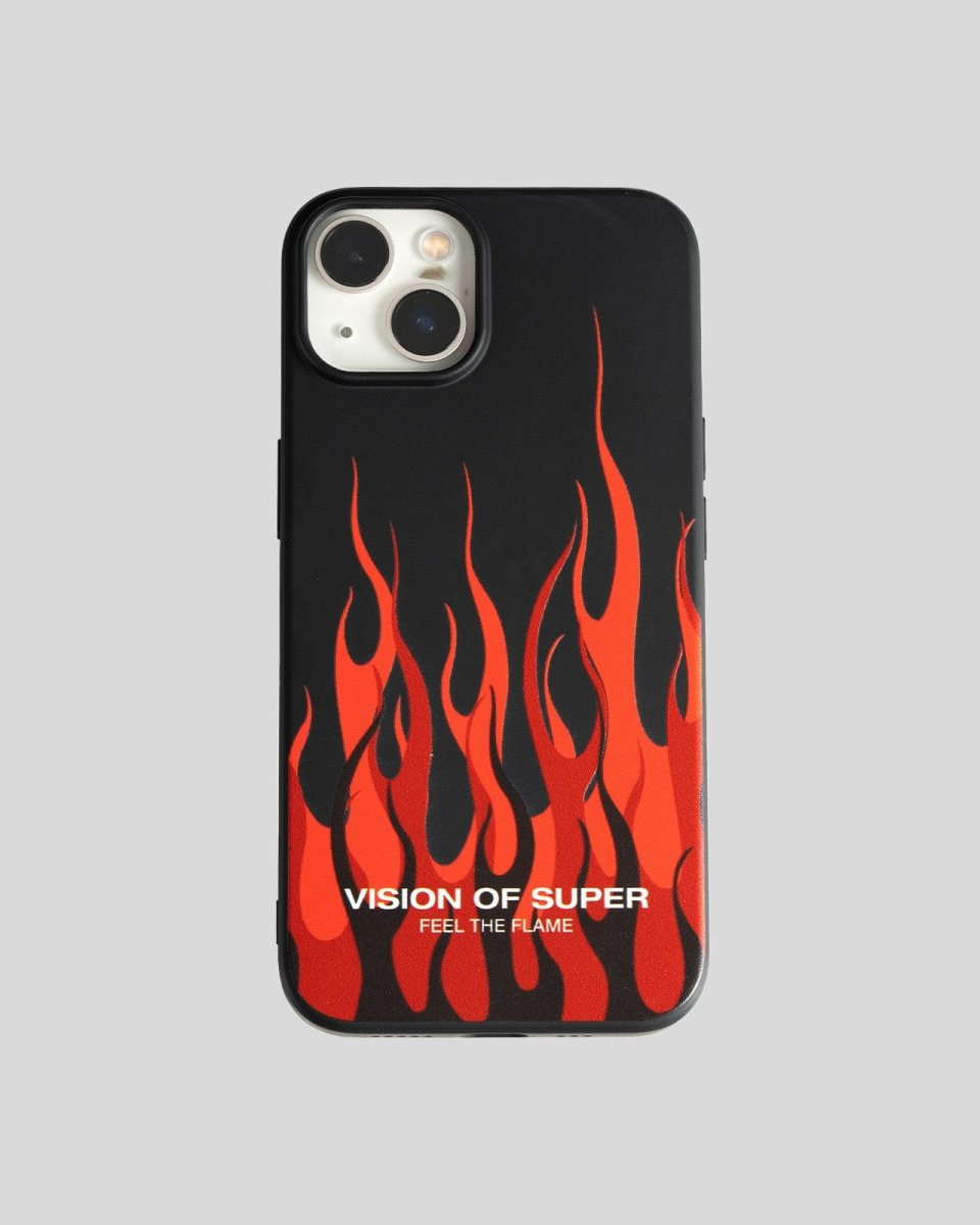 Vision Of Super BLACK iPHONE 14 PRO COVER WITH RED FLAMES AND WHITE LOGO Acquista Ora