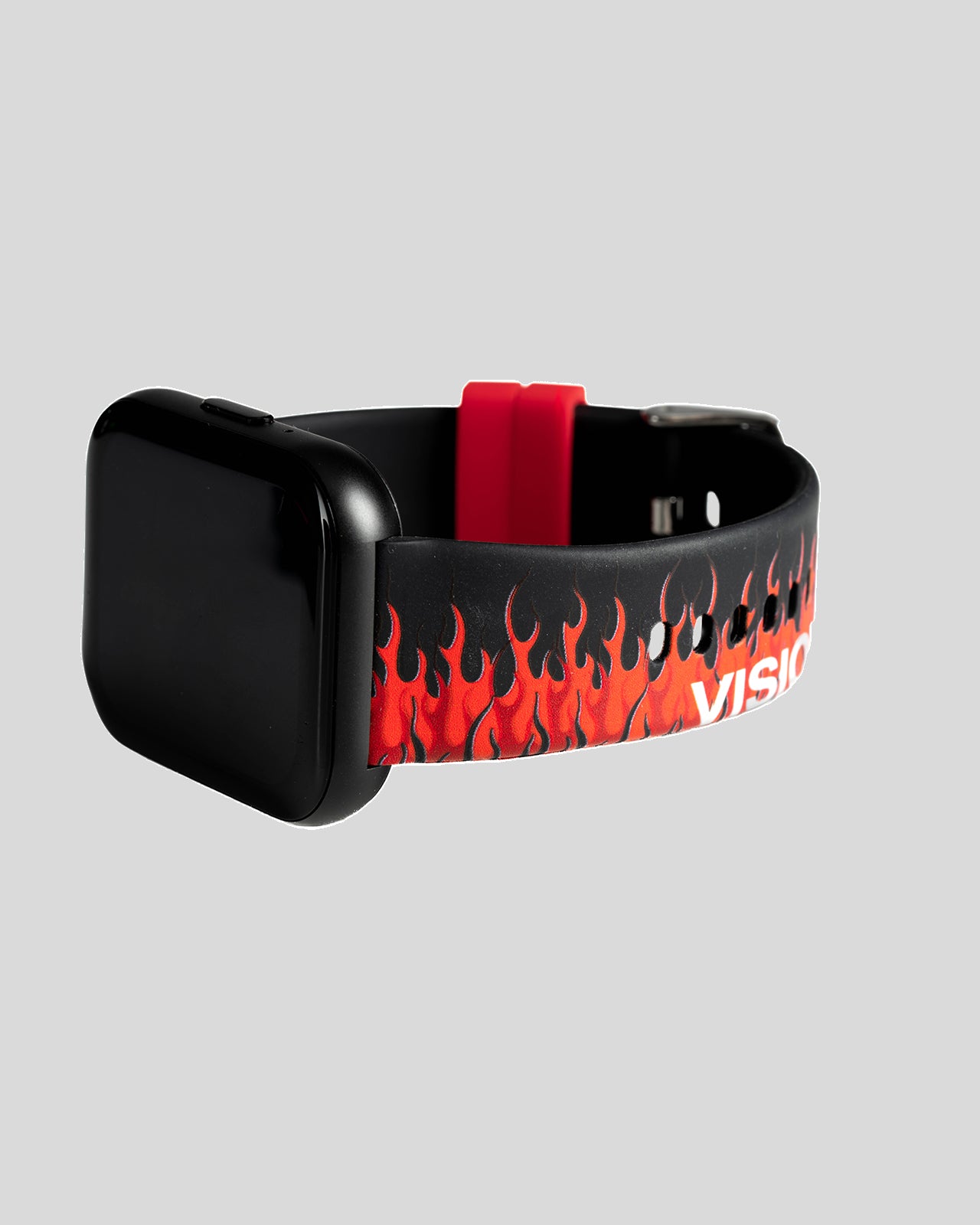 Vision Of Super BLACK SMARTWATCH WITH RED FLAMES AND WHITE LOGO Consegna Veloce