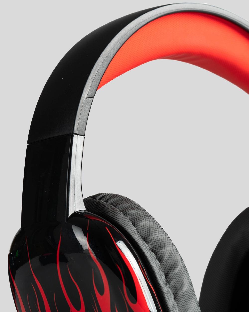 Vision Of Super BLACK HEADPHONES WITH RED FLAMES AND WHITE LOGO Promozione Limitata