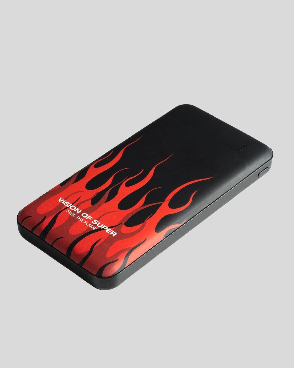Vision Of Super BLACK POWERBANK WITH RED FLAMES AND WHITE LOGO Fino Al -60%